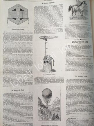 CARTEL ANTIGUO ORIGINAL DE PRIMERA MAQUINA DE DIAMANTE ARTIFICIAL Y MAS NOTAS CIENTIFICAS 1898
