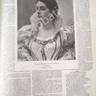 CARTEL ANTIGUO ORIGINAL DE GRABADO 1897 JUANA DE LA GARZA DE PLIEGO ( FOTO VALLETO HNOS )/ASM