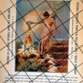 CARTEL ANTIGUO CERVEZA VICTORIA 1906 DIBUJO CARLOS ALCALDE