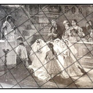 GRABADO RELIGIOSO ANTIGUO 1906 PRIMERA COMUNION W. FIRLE