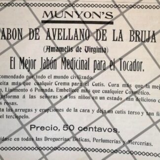 CARTEL PUBLICITARIO ANTIGUO JABON MUNYONS 1906