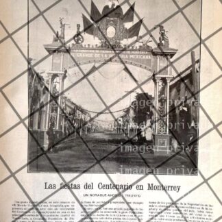 AFICHE ANTIGUO FIESTAS DEL CENTENACIO B.J MONTERREY 1906