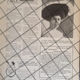 CARTEL ANTIGUO TONICO PERUNA Y VIRGINIA FABREGAS 1906