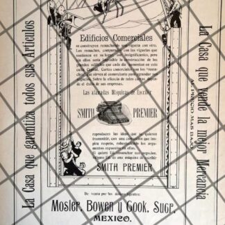 CARTEL ANTIGUO MAQUINA DE ESCRIBIR SMITH PREMIER 1906