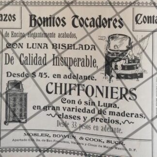 CARTEL PUBLICITARIO ANTIGUO TIENDA MOSLER BOWEN 1906 /7