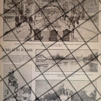 AFICHE ANTIGUO BODA REAL EN ESPAÑA, ALFONSO XIII 1906 J