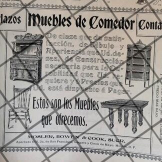 CARTEL PUBLICITARIO ANTIGUO TIENDA MOSLER BOWEN 1906 /10