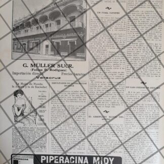 CARTEL PUBLICITARIO ANTIGUO DROGUERIA G. MULLER Y MAS 1911