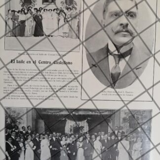AFICHE ANTIGUO BAILE CLUB CASTELLANO 1911. JOSE I BANDERA