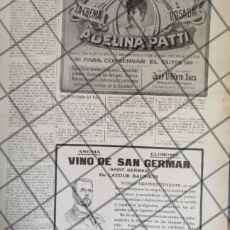 CARTEL PUBLICITARIO ANTIGUA 1911 ADELINA PATTI Y OTROS /4