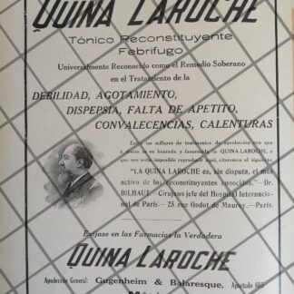 CARTEL ANTIGUO QUINA LAROCHE Y MARCEAU BILHAUT 1911