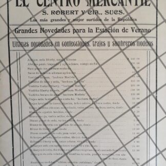 CARTEL ANTIGUO TIENDA EL CENTRO MERCANTIL 1911 -38