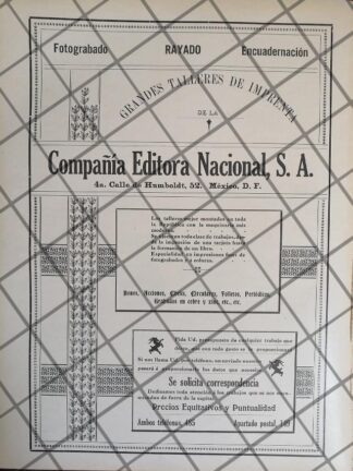 CARTEL ANTIGUO IMPRENTA CIA EDITORA NACIONAL S.A 1911 RARO