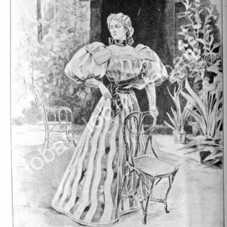 GRABADO ANTIGUO 1895 TRAJE PARA CAMPO / MODAS ANTIGUAS /10