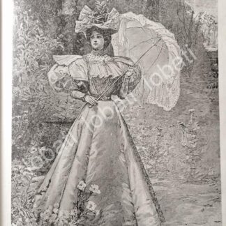 GRABADO ANTIGUO MODAS TRAJE DE CAMPO, DIBUJO DE GILBERTO IRIARTE / 11