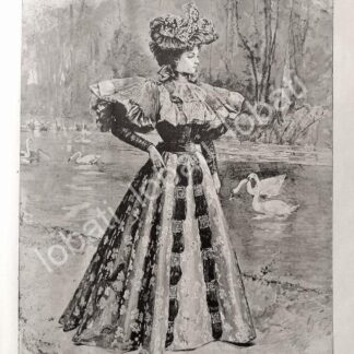 CARTEL ANTIGUO ORIGINAL DE HERMOSO GRABADO ANTIGUO TRAJE DE CALLE, DIBUJO DE GILBERTO IRIARTE / 12