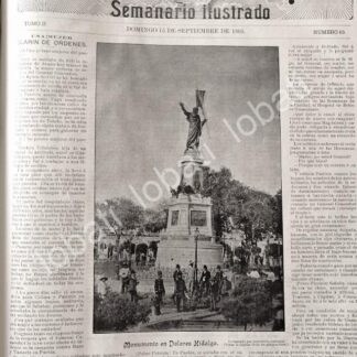 PORTADA ANTIGUA ORIGINAL  1895 INAUGURAN MONUMENTO A HIDALGO
