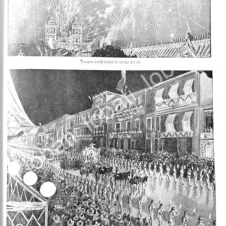 CARTEL ANTIGUO ORIGINAL DE DESFILE DE LAS FIESTAS PATRIAS CENTRO Y ZOCALO D.F, 1895