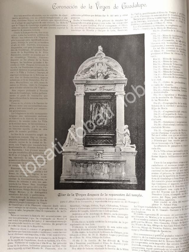 CARTEL ANTIGUO ORIGINAL DE ALTAR DE LA BASILICA 1895 CORONACION DE LA VIRGEN / RLG