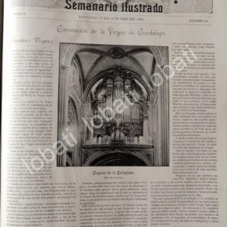 PORTADA ANTIGUA ORIGINAL  1895 CORONACION DE LA VIRGEN DE GUADALUPE /RLG