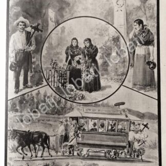 GRABADO ANTIGUO DIA DE MUERTOS 1895. DIBUJO DE LEANDRO IZAGUIRRE /LDM