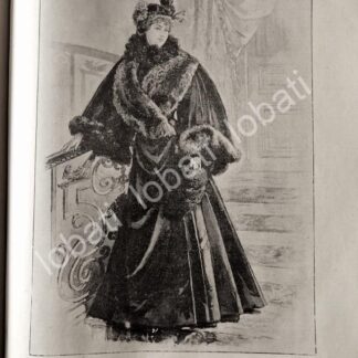 GRABADO ANTIGUO ABRIGO DE PIEL WORTH, 1895 /20