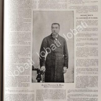 CARTEL ANTIGUO ORIGINAL DE GENERAL. FRANCISCO Z. MENA NOMBRADO MINISTRO DE COMUNICACIONES 1895 / PLT