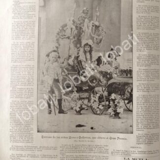 CARTEL ANTIGUO ORIGINAL DE NIÑOS UNNA GEDOVIUS EN FIESTAS SAN LUIS POTOSI 1895 /ASM