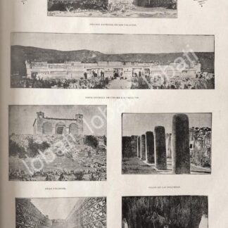 CARTEL ANTIGUO ORIGINAL DE LAS RUINAS DE MITLA EN OAXACA 1895 /LDM