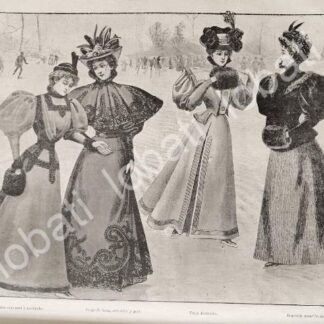 GRABADO ANTIGUO VESTIDOS DE MODA EN 1895 /21
