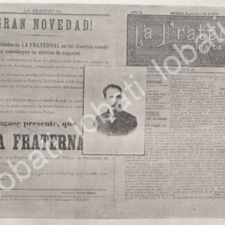 CARTEL ANTIGUO ORIGINAL DE BANCOS, ASEGURADORA LA FRATERNAL 1895 / SUPER RARO