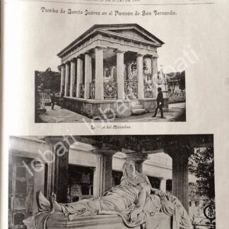 PORTADA ANTIGUA ORIGINAL  1895 MAUSOLEO DE BENITO JUAREZ, PANTEON SAN FERNANDO