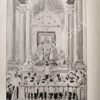 GRABADO ANTIGUO ACTO DE CORONACION DE LA VIRGEN DE GUADALUPE 1895