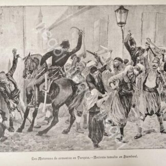 GRABADO ANTIGUO EL GENOCIDIO DE ARMENIOS EN TURQUIA 1895