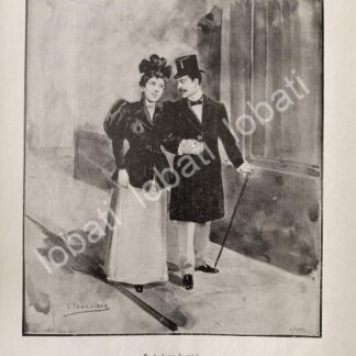 GRABADO ANTIGUO 1895 POR: LEANDRO IZAGUIRRE, EN LA LUNA DE MIEL