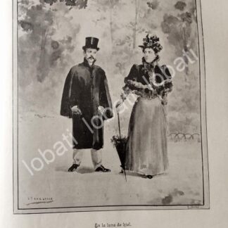 GRABADO ANTIGUO 1895 POR: LEANDRO IZAGUIRRE, EN LA LUNA DE HIEL