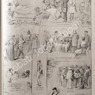 GRABADO ANTIGUO 1895 POR: JOSE Ma. VILLASANA. NOCHE BUENA EN MEXICO