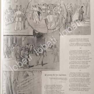 CARTEL ANTIGUO ORIGINAL DE POEMA Y GRABADO ANTIGUO 1895 POR: EUGENIO OLVERA. NOCHE BUENA EN MEXICO