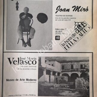 CARTEL ANTIGUO ORIGINAL DE INBA. EXPOSICION DE JOAN MIRO & JOSE MARIA VELASCO 81