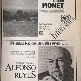 CARTEL ANTIGUO ORIGINAL DE INBA. HOMENAJE NACIONAL A ALFONSO REYES 1982 Y MAS