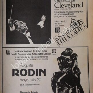 CARTEL ANTIGUO ORIGINAL DE INBA. LA ROQUESTA DE CLEVELAND 6 EXPOSICION RODIN 1982
