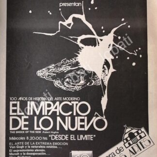 CARTEL ANTIGUO ORIGINAL DE INBA. EL IMPACTO DE LO NUEVO DE ROBERT HUGHES 1981 Y OTROS
