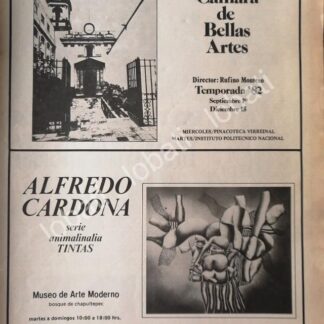 CARTEL ANTIGUO ORIGINAL DE INBA. EXPOSICION DE ALFREDO CARDONA Y MAS 1982