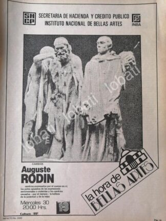 CARTEL ANTIGUO ORIGINAL DE INBA. EXPOSICION DE AUGUSTE RODIN 1980