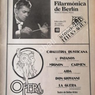 CARTEL ANTIGUO ORIGINAL DE INBA PRESENTA. CLAUDE MONET Y TEMPORADA DE OPERA 1982