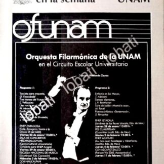 CARTEL ANTIGUO ORIGINAL DE ORQUESTA FILARMONICA DE LA UNAM 1982 /18