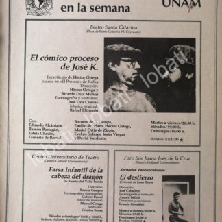 CARTEL ANTIGUO ORIGINAL DE UNAM TEATRO. EL COMICO PROCESO DE JOSE K. 1982 /16