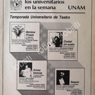 CARTEL ANTIGUO ORIGINAL DE UNAM TEMPORADA UNIVERSITARIA DE TEATRO 1982 /13