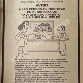 CARTEL ANTIGUO ORIGINAL DE SECRETARIA DE COMERCIO 1982 BIENES INMUEBLES /32