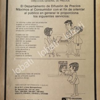 CARTEL ANTIGUO ORIGINAL DE SECRETARIA DE COMERCIO 1981 SERVICIOS AL PUBLICO /29